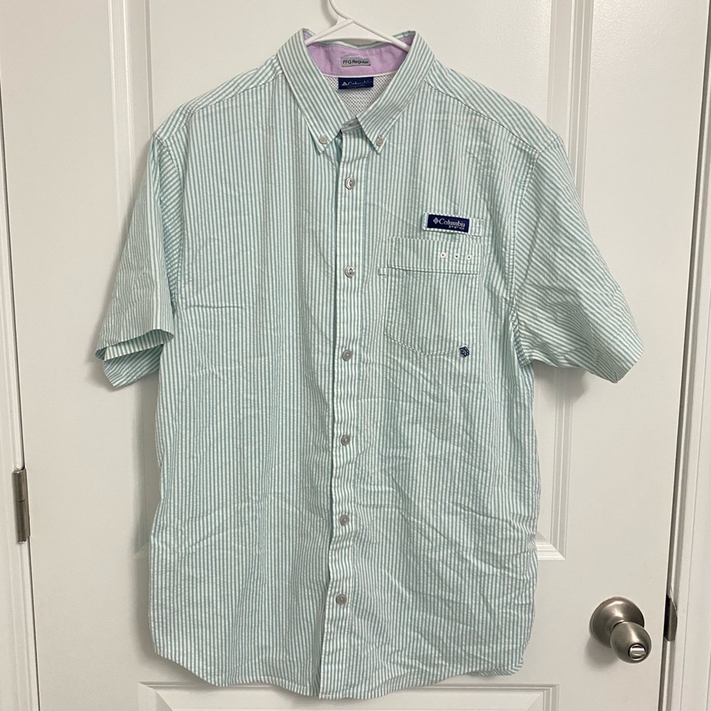 COLUMBIA Stripes Mens Button Shirt M